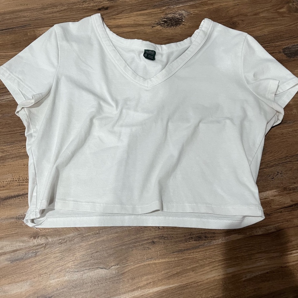 White V-Neck Crop Top